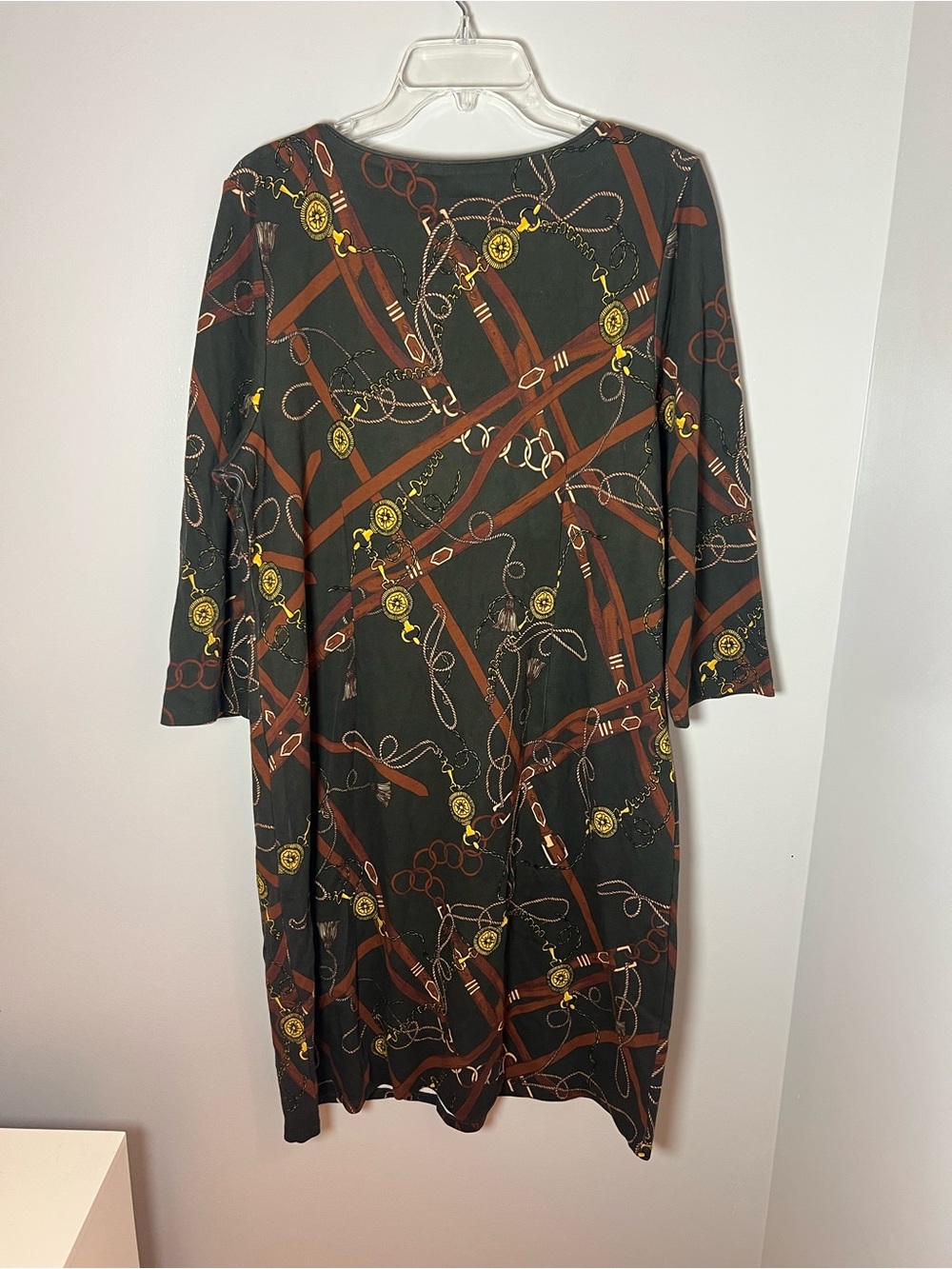 Talbots NEW Equestiran Print Cotton Shift Dress Fall Preppy Academia Size XL - Picture 6 of 7